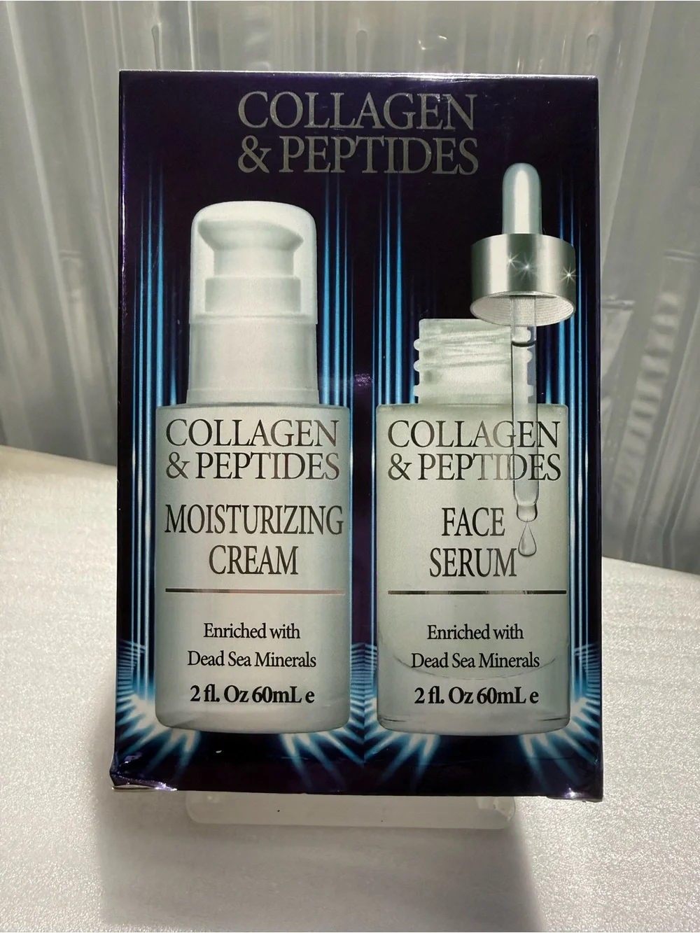 SPA Cosmetics Collagen & Peptides Cream + Face Serum Set 2oz Each NEW Sealed
